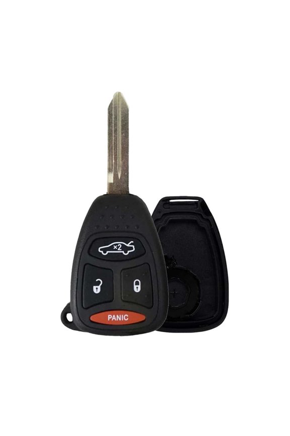 Replacement for Chrysler Jeep Remote Head Key Shell 4 Buttons with Long Panic and Uncut Blade Keyway Y159. Shell Only. Electronic Board not Included (1)