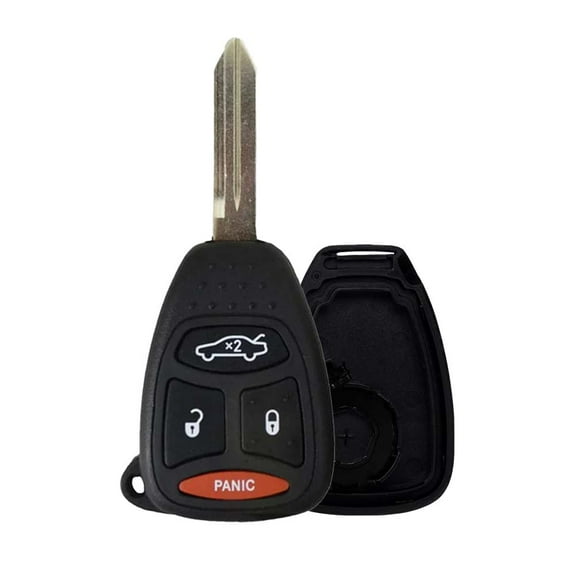 AKS KEYS Replacement for Chrysler Jeep Remote Head Key Shell 4 Buttons with Long Panic and Uncut Blade Keyway Y159. Shell Only. Electronic Board not Included (1)