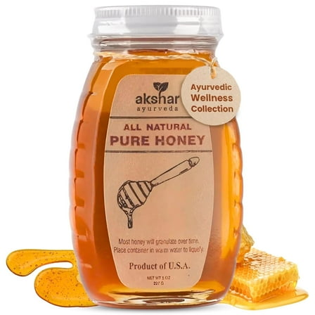 AKSHAR AYURVEDA All Natural Pure Honey with Vitamins, Amino Acids & Antioxidants, 8 fl oz