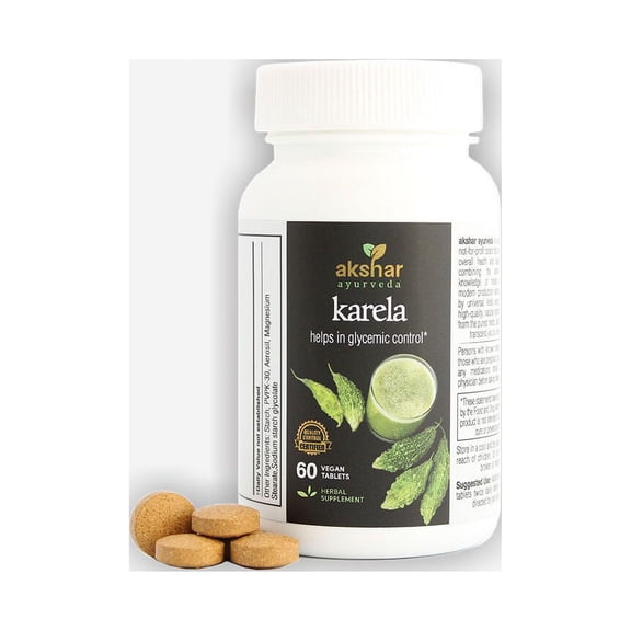 AKSHAR AYURVEDA Bitter Melon Tablets Blood Sugar Support Supplement for Men and Women, 60 Count