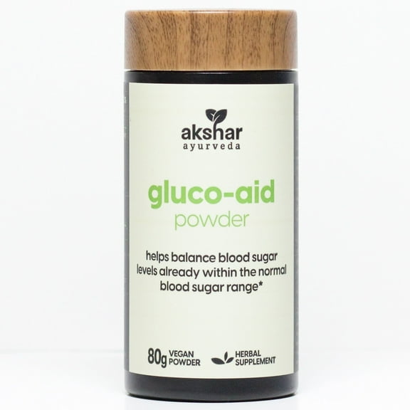 AKSHAR AYURVEDA Gluco Aid Herbal Blend Blood Sugar Support Herbal Supplement Powder, 80g