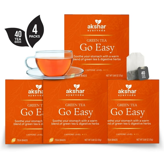 AKSHAR AYURVEDA Green Tea Go Easy Organic, Vegan, Gluten Free, and Non-GMO, 40 Tea Bags