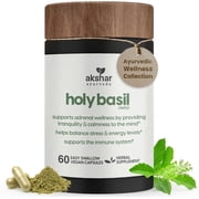 AKSHAR AYURVEDA Holy Basil Capsules Adrenal Wellness Supplement for Men and Women, 60 Capsules