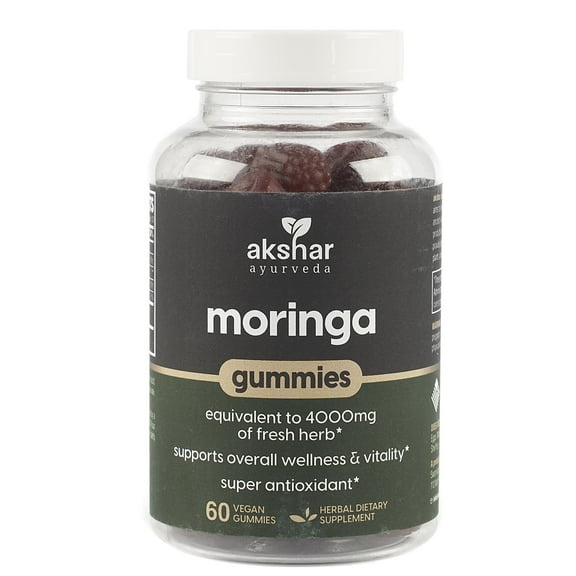 AKSHAR AYURVEDA Moringa Gummies, Super Antioxidant Herbal Supplement for wellness and vitality, 60 Ct