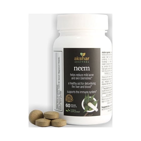 AKSHAR AYURVEDA Neem Tablets for Body Detoxification & Enhanced Immunity for Men and Women, 60 Count