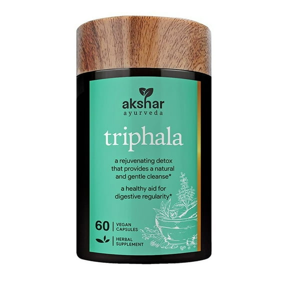 AKSHAR AYURVEDA Triphala Capsules Colon Cleanse Digestive Supplement for Men and Women, 60 Capsules