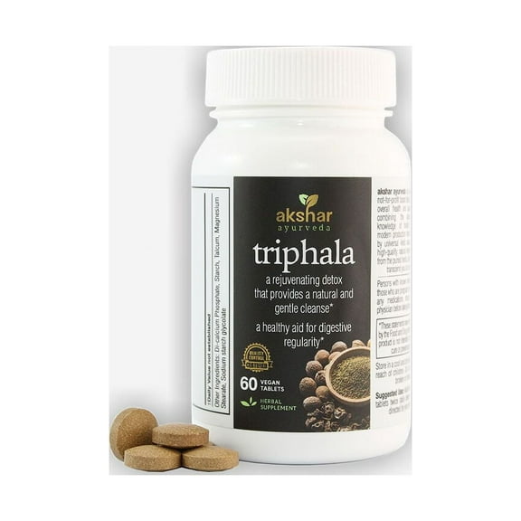 AKSHAR AYURVEDA Triphala Tablets Colon Cleanse & Digestive Supplement for Men and Women, 60 Count
