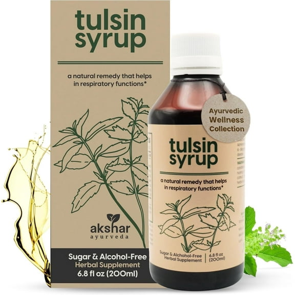 AKSHAR AYURVEDA Tulsin Syrup Herbal Supplements for Mucus Relief and Lung Detox, 200 ml
