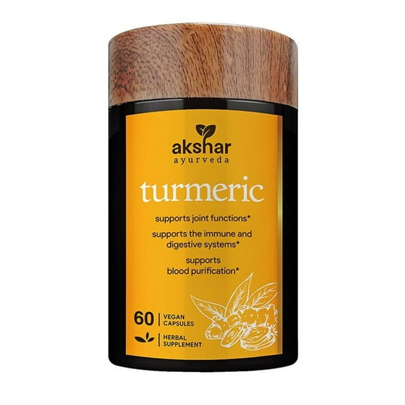 AKSHAR AYURVEDA Turmeric Capsules Joint Health Supplement for Men and Women, 60 Capsules