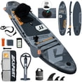 thumbnail image 1 of 11 ft Inflatable Stand Up Paddle Board with Accessories Kit, 34 in Wide Non-Slip SUP Board with Adjustable Paddle, Kayak Seat, Removable Fins and Backpack for Adults and Youth, 1 of 8