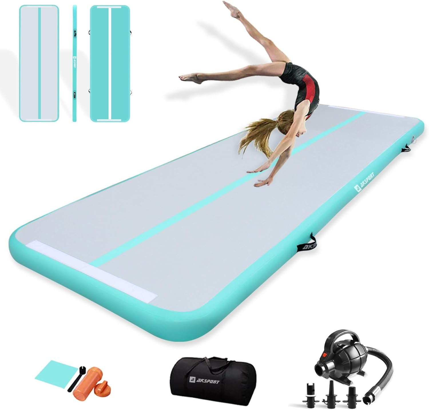 AKSPORT Gymnastics Air Mat Tumble Track Tumbling Mat Inflatable Floor