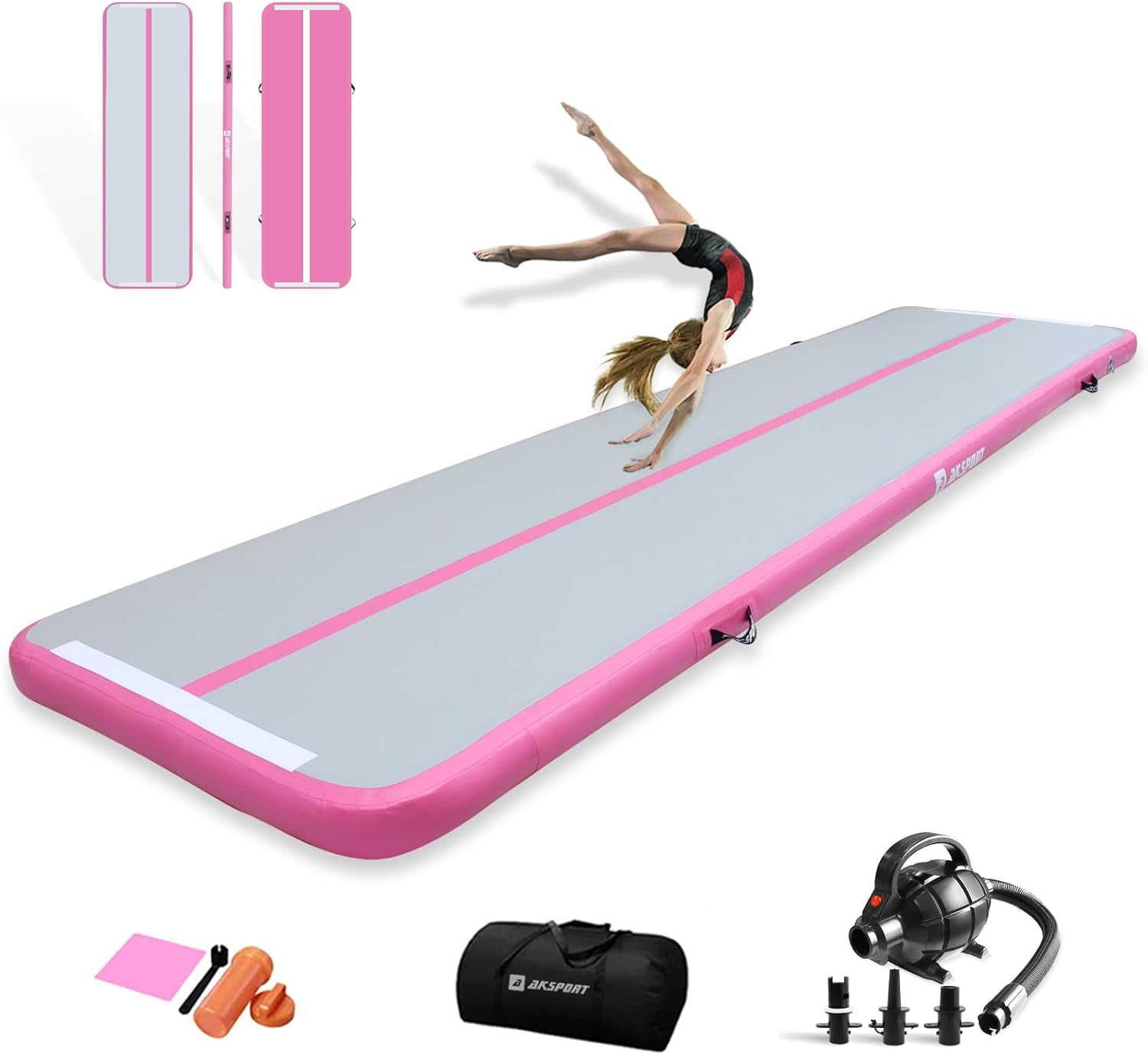 AKSPORT Gymnastics Air Mat Tumble Track Tumbling Mat Inflatable Floor