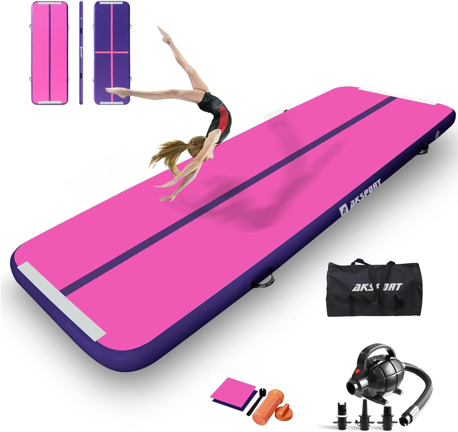 AKSPORT Gymnastics Air Mat Tumble Track Tumbling Mat Inflatable Floor
