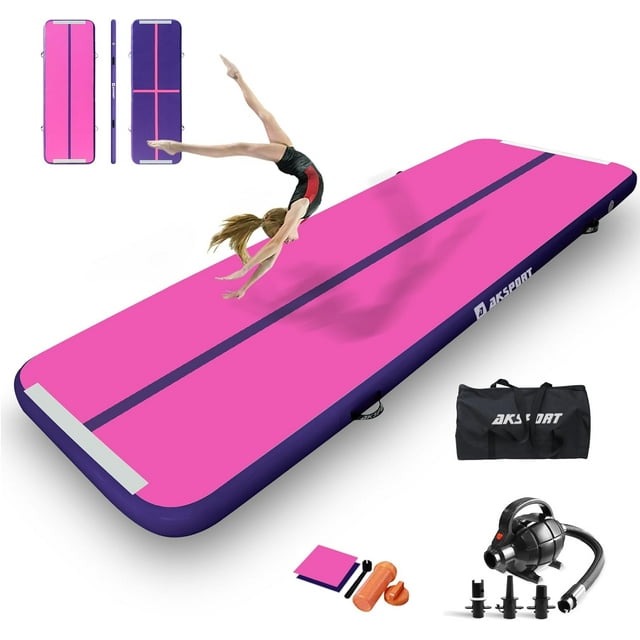 AKSPORT Gymnastics Air Mat Tumble Track Tumbling Mat Inflatable Floor Mats with Air Pump for