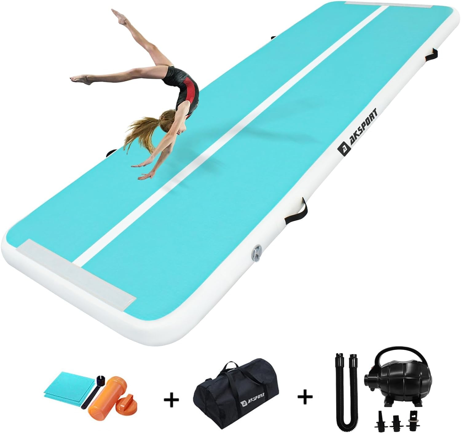 AKSPORT Gymnastics Air Mat Tumble Track Tumbling Mat Inflatable Floor