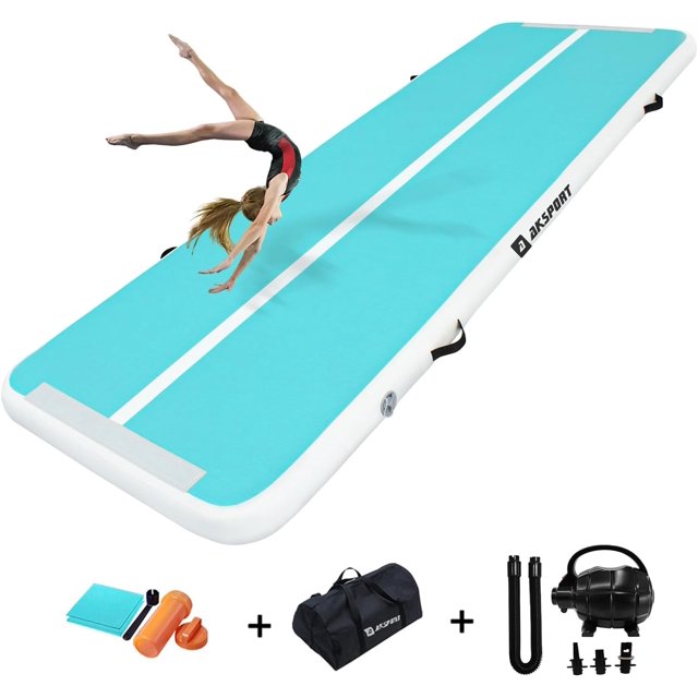 AKSPORT Gymnastics Air Mat Tumble Track Tumbling Mat Inflatable Floor Mats with Air Pump for