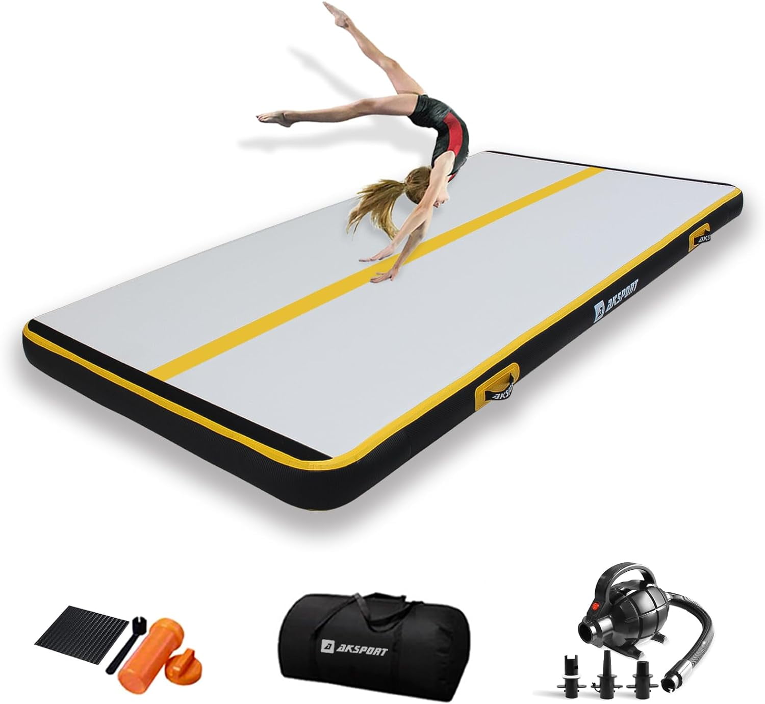 AKSPORT Gymnastics Air Mat Tumble Track Tumbling Mat Inflatable Floor
