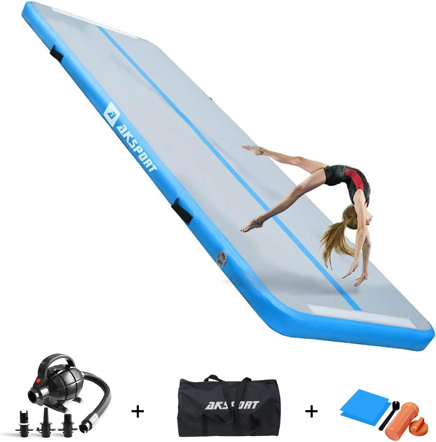 AKSPORT Gymnastics Air Mat Tumble Track Tumbling Mat Inflatable Floor