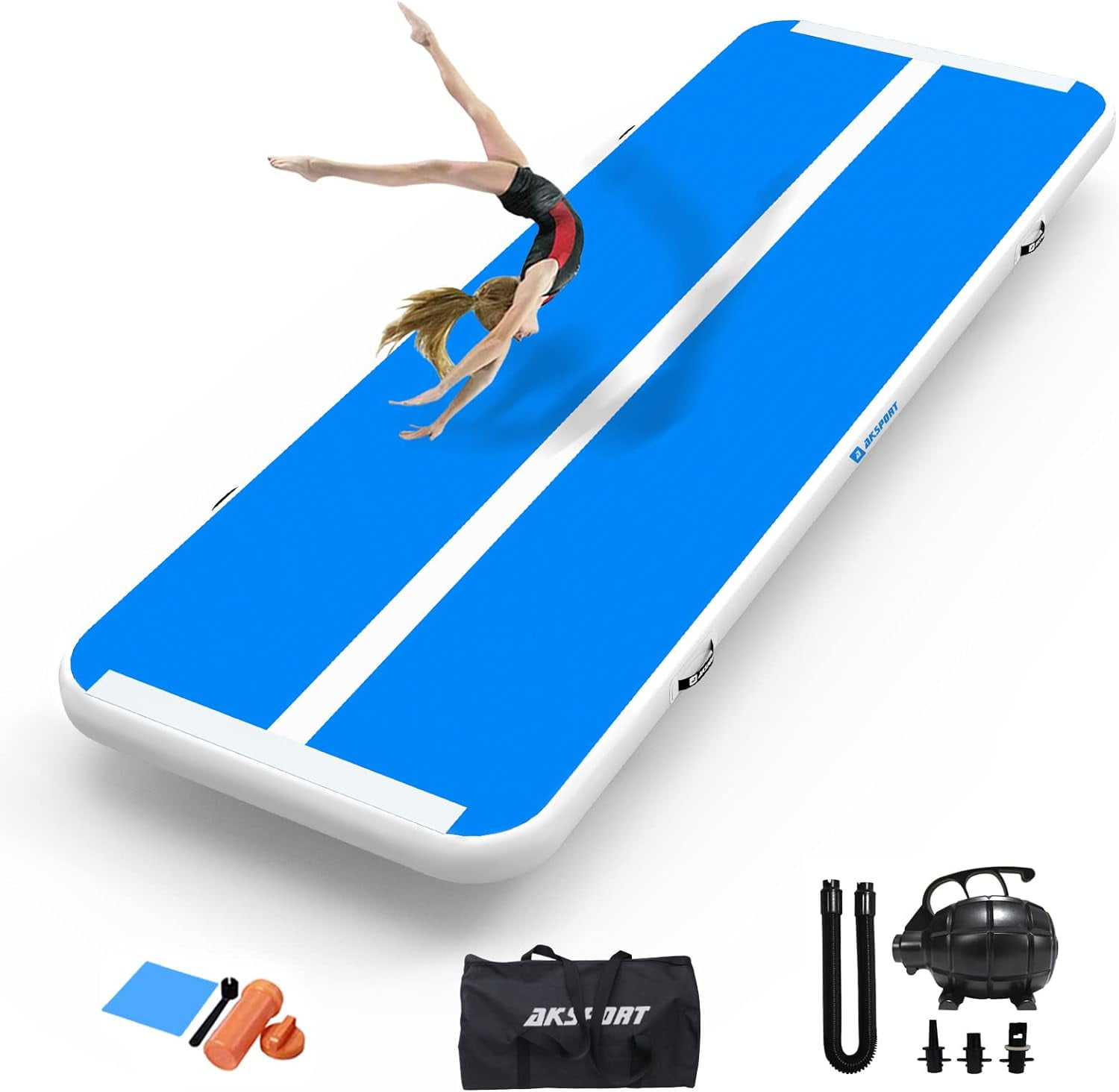 AKSPORT Gymnastics Air Mat Tumble Track Tumbling Mat Inflatable Floor