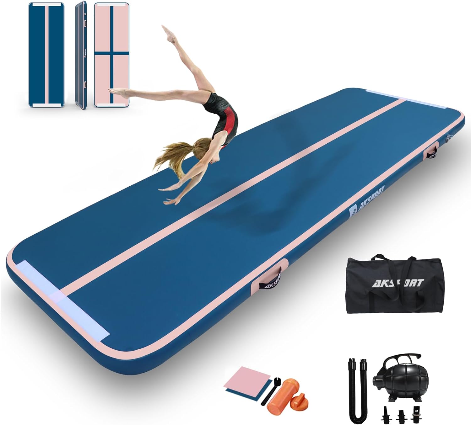 AKSPORT Gymnastics Air Mat Tumble Track Tumbling Mat Inflatable Floor