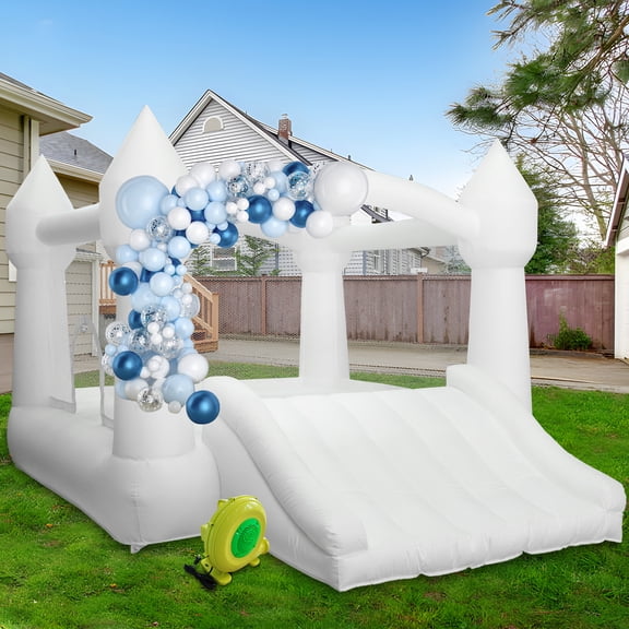 Inflatable Bounce House with Slide and Air Blower, Indoor and Outdoor Inflatable Play Structure for Parties, Events and Recreation Use