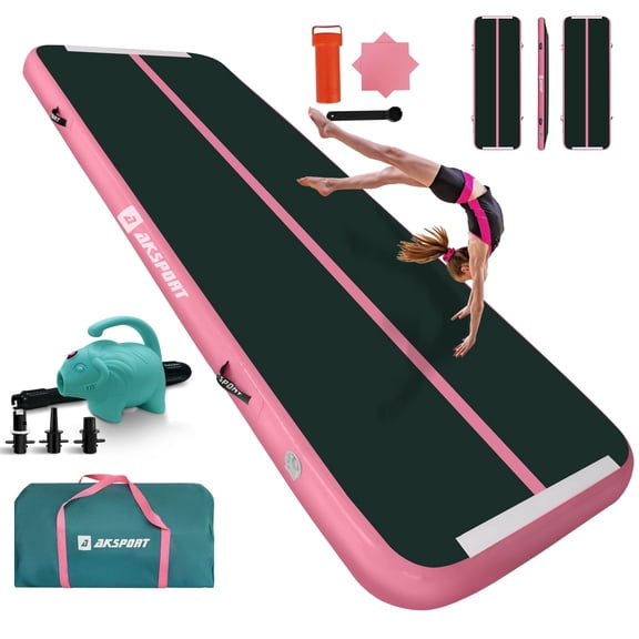 Inflatable Gymnastics Air Mat Tumbling Track with Electric Air Pump, Air Floor Training Mat for Gymnastics, Cheerleading, Yoga, Home and Outdoor Use, Multiple Sizes Available