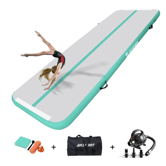 Inflatable Gymnastics Air Mat Tumbling Track with Electric Air Pump, Air Floor Training Mat for Gymnastics, Cheerleading, Yoga, Home and Outdoor Use, Multiple Sizes Available