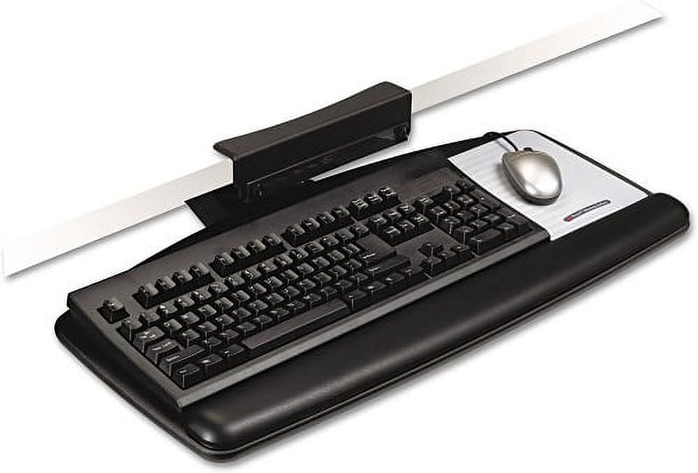 AKT65LE Tool-Free Install Knob Adjust Keyboard Tray with Platform, Black
