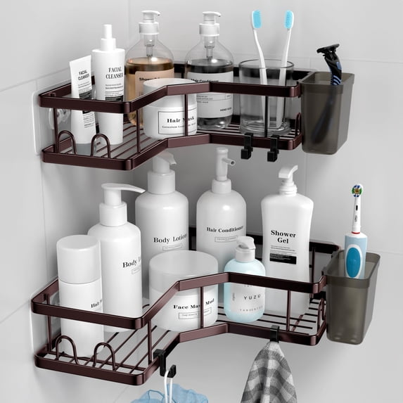 AKTECKE Shower Caddy Corner Organizer: 2Pack Adhesive Shower Shelf ...