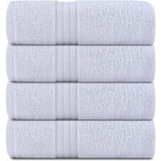 AKTI Premium 580 GSM Bath Towels Set of 4, Cotton Shower Towels for Bathroom 27x54 inches for Adult, Highly Absorbent & Quick Drying, Hotel Collection Towels - White Towels