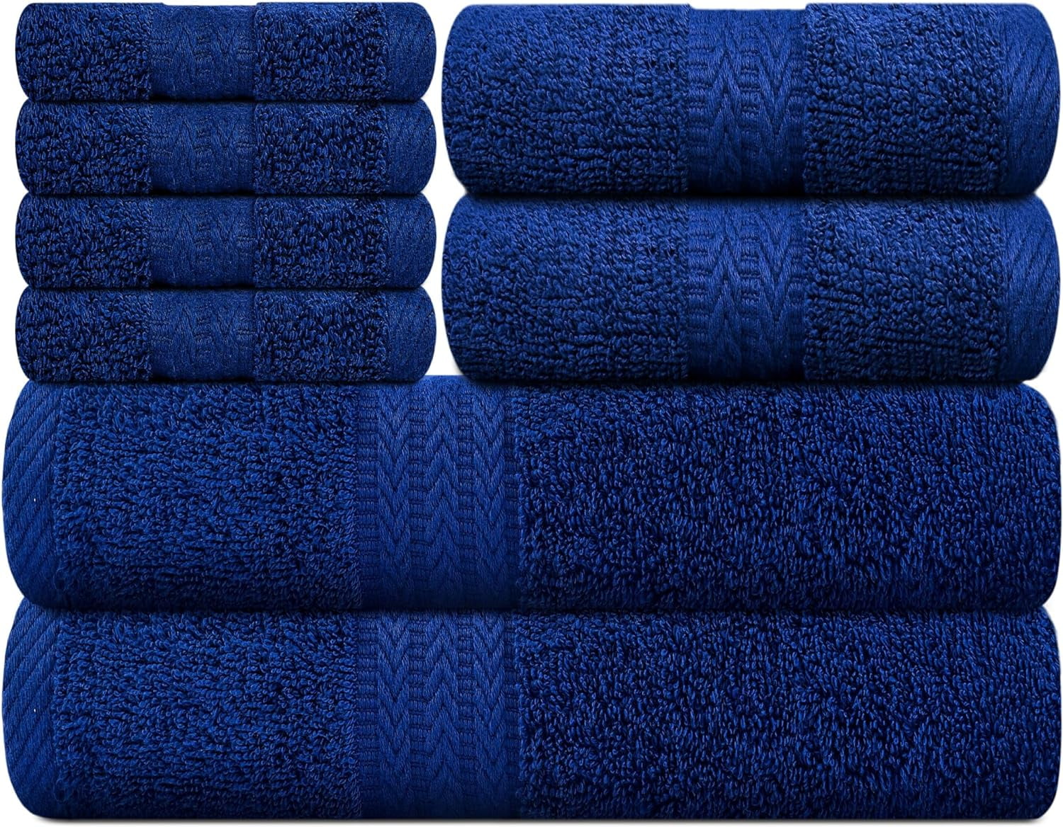 AKTI Premium Navy Blue Bath Towel Set, Pack of 8, 2 Bath Towel 2 Hand ...
