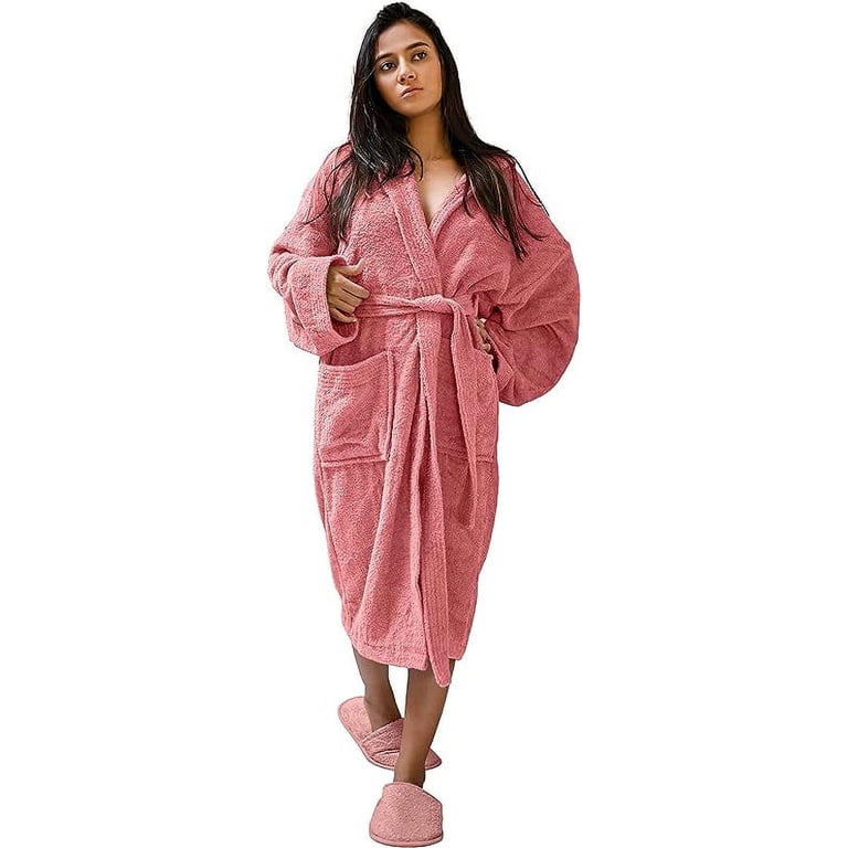 Lightweight Cotton Bathrobe For Men & Women - Soft Shawl Collar Robe With Adjustable Belt & Pockets (Gray, L/XL)