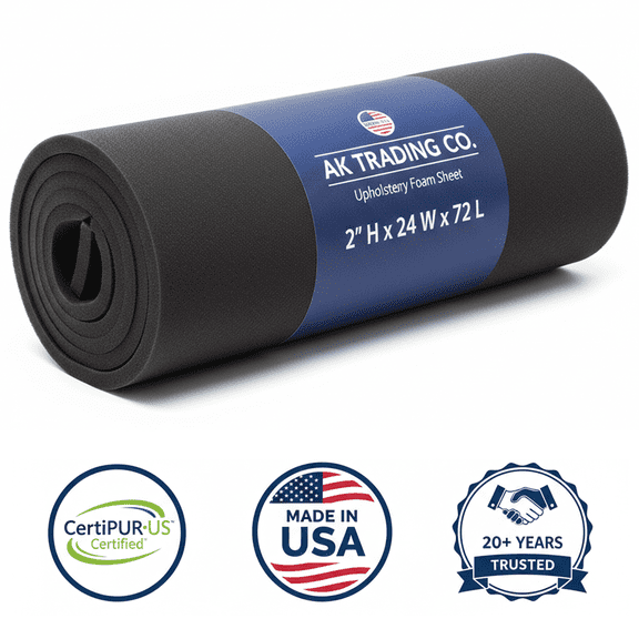 AKTRADING CO. 2" H X 24" W X 72" L CertiPUR-US Certified Rubber Foam Sheet Cushion (Seat Replacement, Upholstery Sheet, Foam Padding, Acoustic Foam Sheet)