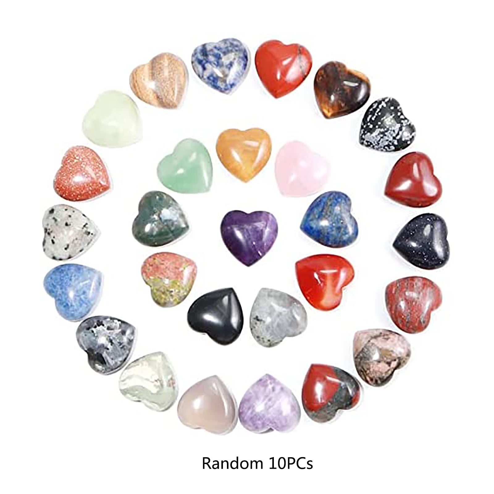 AKUMRi 10Pcs Natural Crystal Love Ornament Gift NonPorous Peach Heart Eye Stone HeartShaped