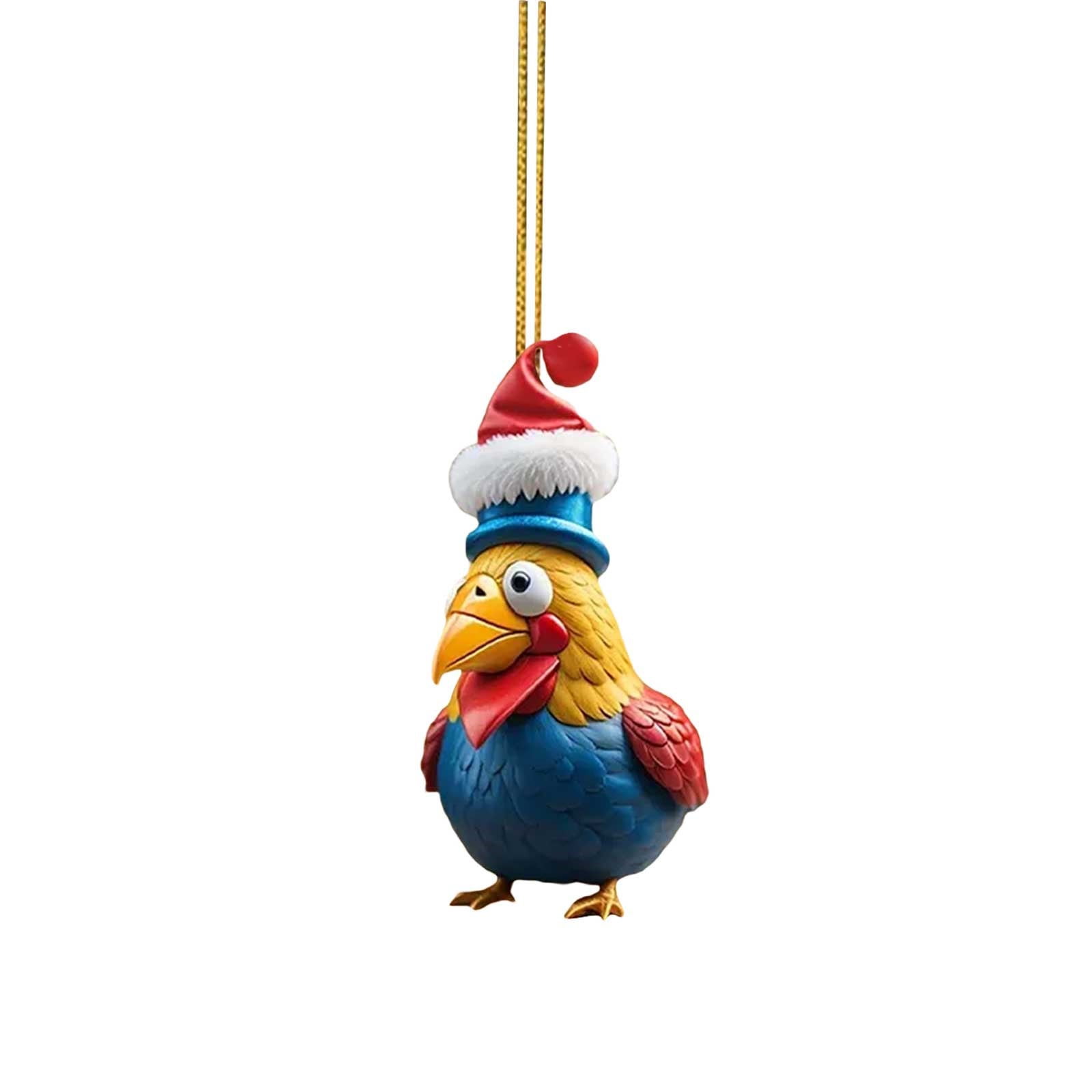 AKUMRi Christmas Hat Chick Ornament Cute Cartoon Christmas Chicken Car
