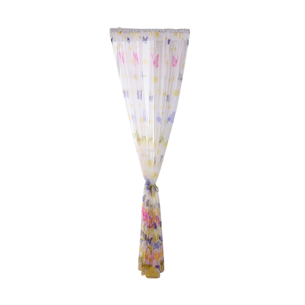 AKUMRi Kitchen Curtains,Butterfly Sheer Curtain Window Treatment Voile