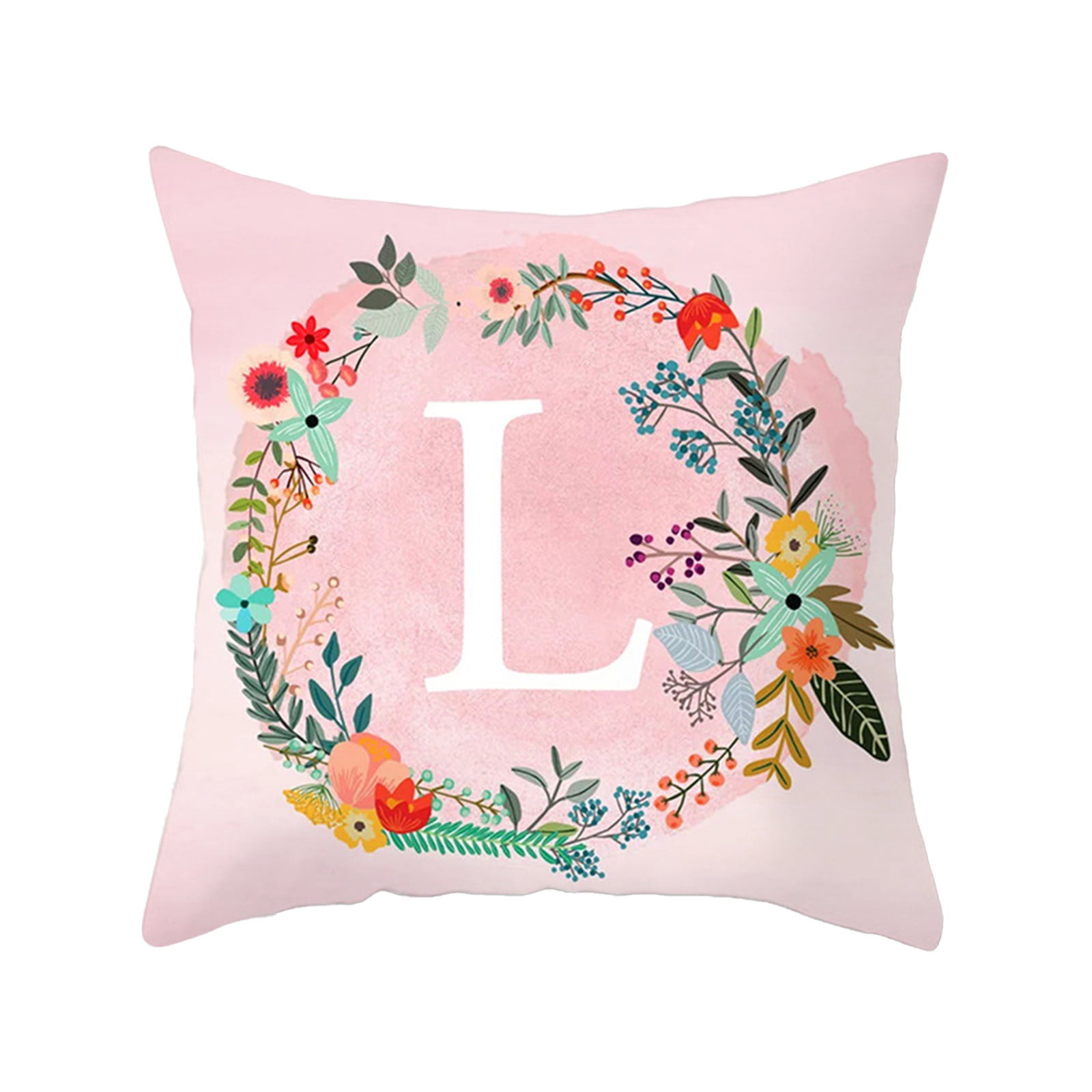 AKUMRi Pink 26 English Letter Peach Skin Plush Pillow Case Sofa Cushion