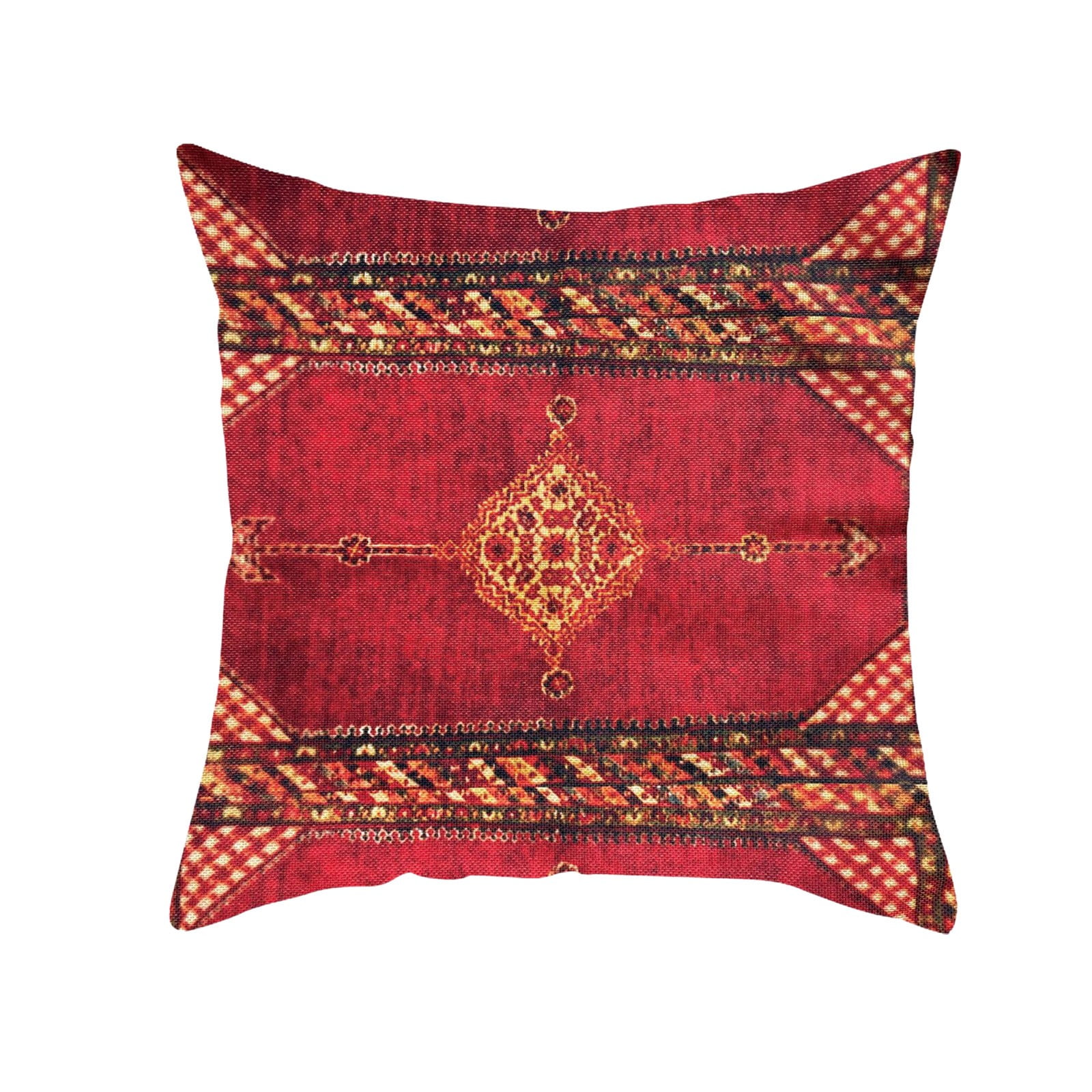 AKUMRi Retro Red Pattern Turkish Persian Carpet Flax Hug Pillow House