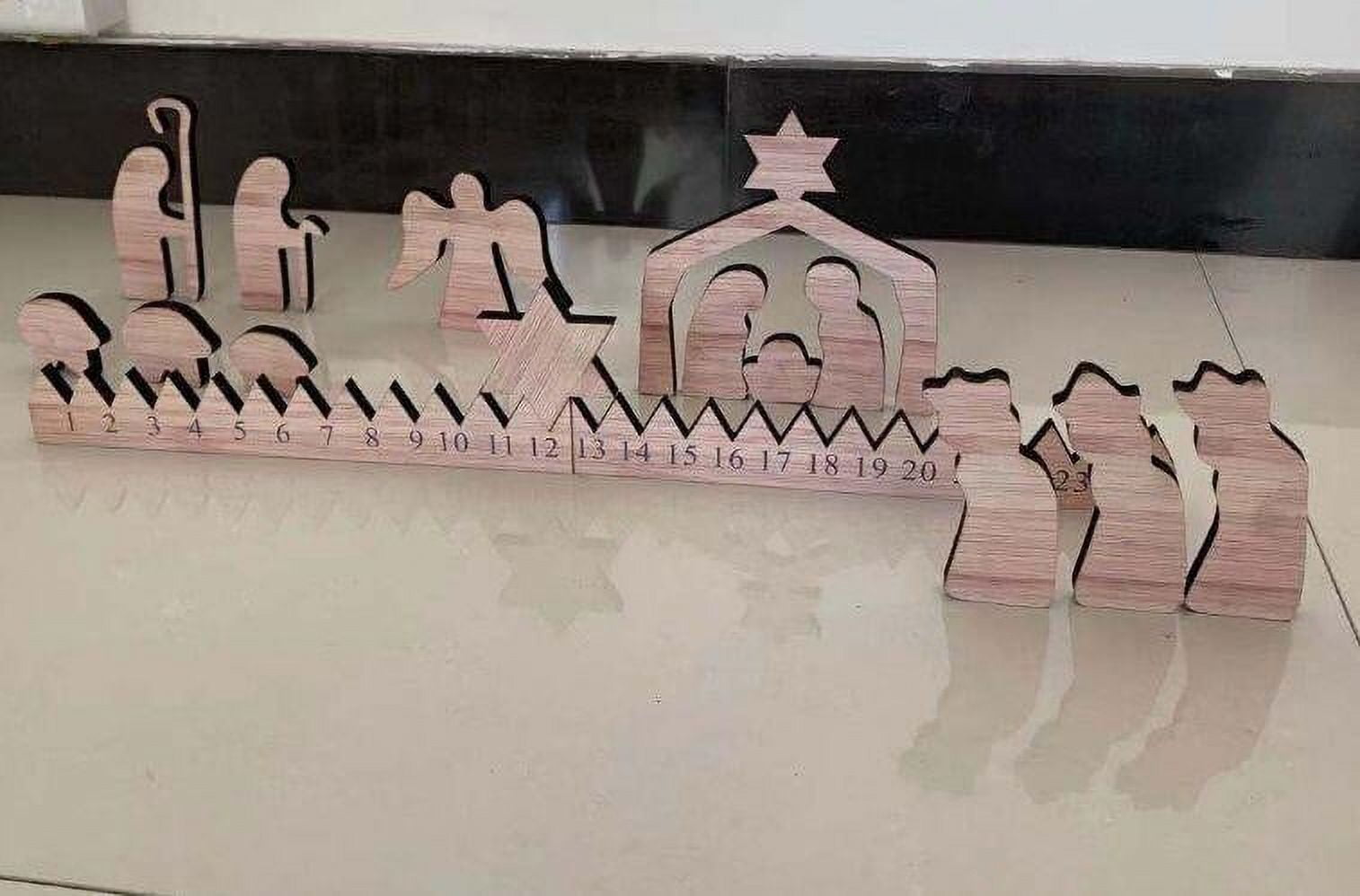 AKUMRi Wooden Nativity Scene Advent Calendar, Nativity Sets Christmas