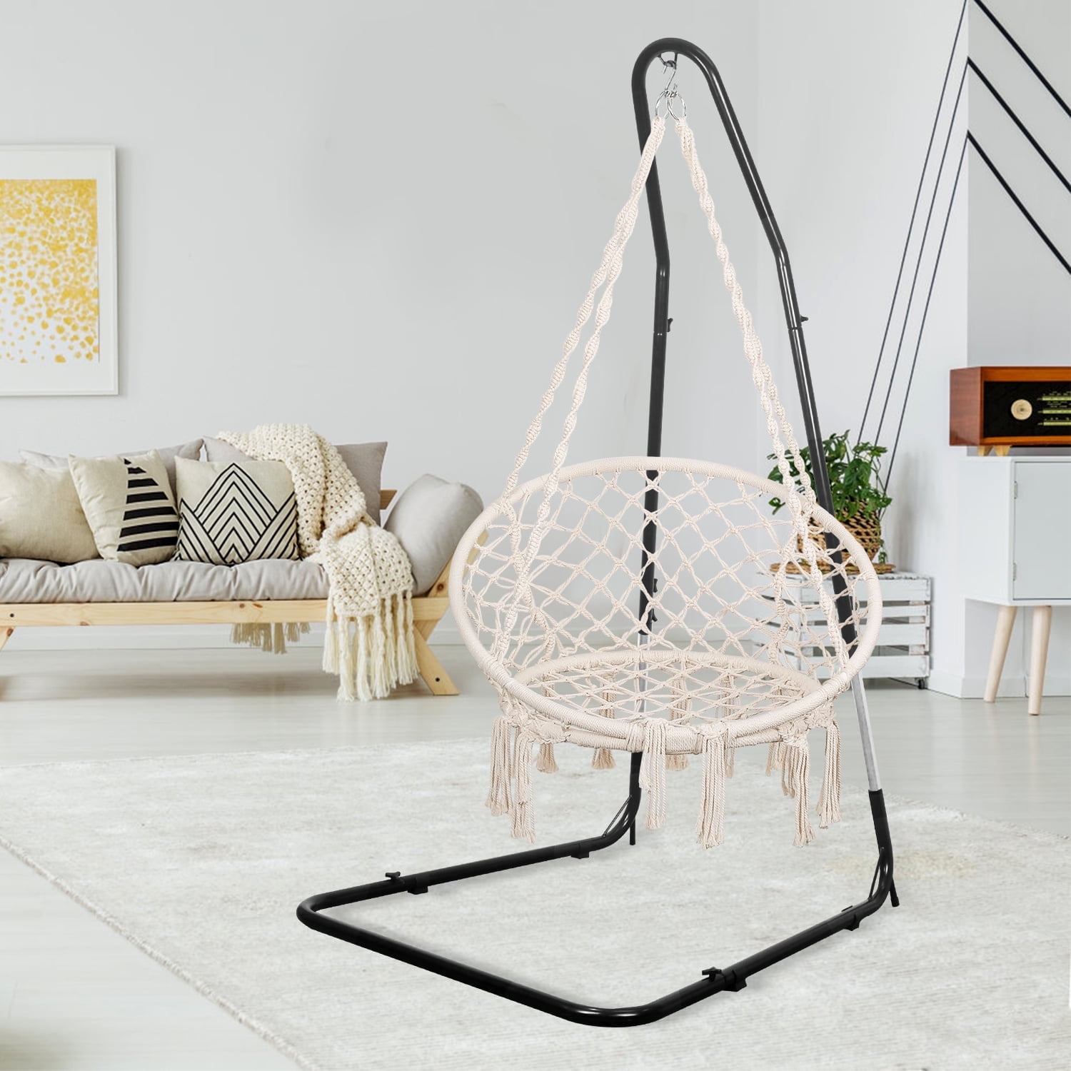 AKUTATA Adjustable 77" to 93" Hammock Chair Stand Only, Steel Hanging Chair Stand, 330 lbs Capacity