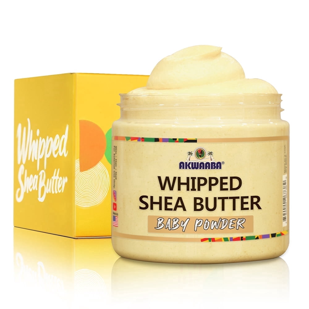 AKWAABA Whipped Shea Body Butter (Baby Powder) | Net Wt 12 oz | Whipped Shea Butter Blend | Moisturizing Care | For Skin | 340 g