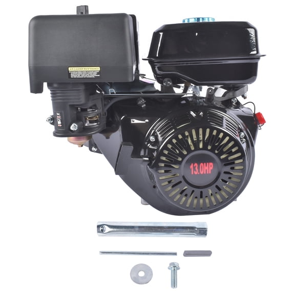 AKWH 4‑Stroke 389cc 13HP OHV Horizontal‑Shaft Gas Engine,Recoil Start,8.6kW 3600RPM,Air‑Cooled,6.5L Fuel Tank,for Go‑Kart,Water Pump,Vibrator,Generator(Black)