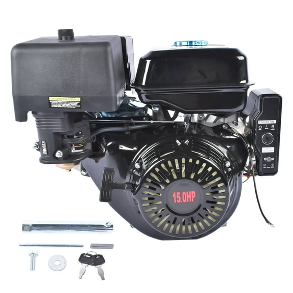 AKWH 4‑Stroke 420cc 15HP OHV Horizontal‑Shaft Gas Engine,Electric&Recoil Start,9.6kW 3600RPM,Air‑Cooled,6.5L Fuel Tank,for Go‑Kart,Water Pump,Vibrator,Generator(Black)