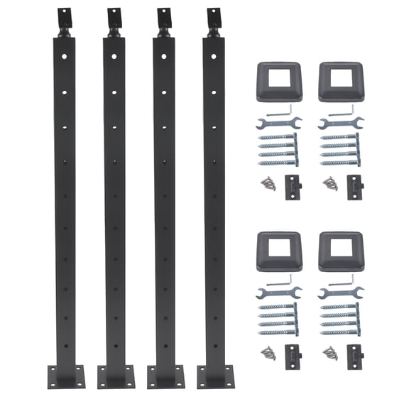 AKWH 4Pack Black Cable Railing Post 35 Inch 35"x2"x2" Level Drilled Surface Mount T304 Stainless Steel Cable Railing System Kit Indoor Outdoor