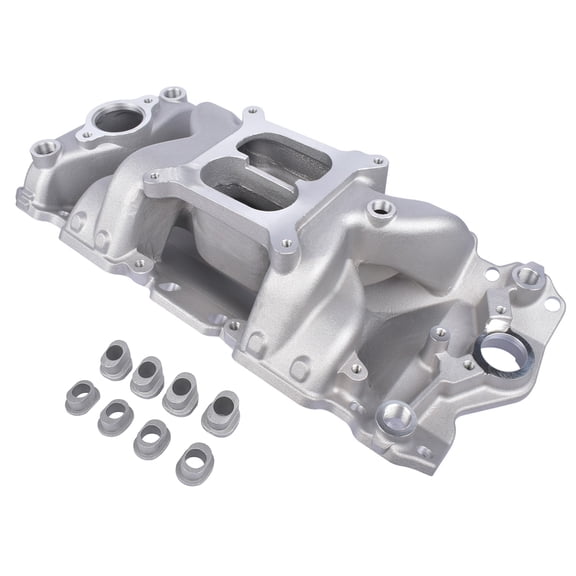 AKWH Dual Plane Air-Gap Intake Manifold 4-Barrel Square-Bore Carb Flange for Chevy 4.9 5.0L V8 1Pc