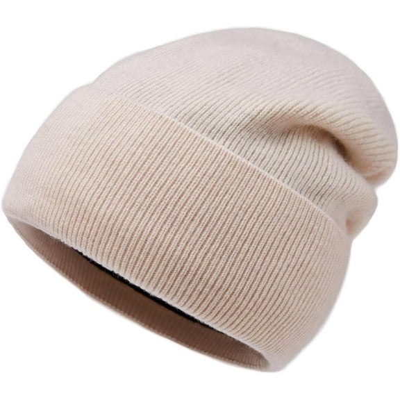 AKcxy 100% Merino Wool Beanie with Fleece Lining for Men and Women, Pure Wool Ribbed Knit Warm Winter Hat with Gift Box