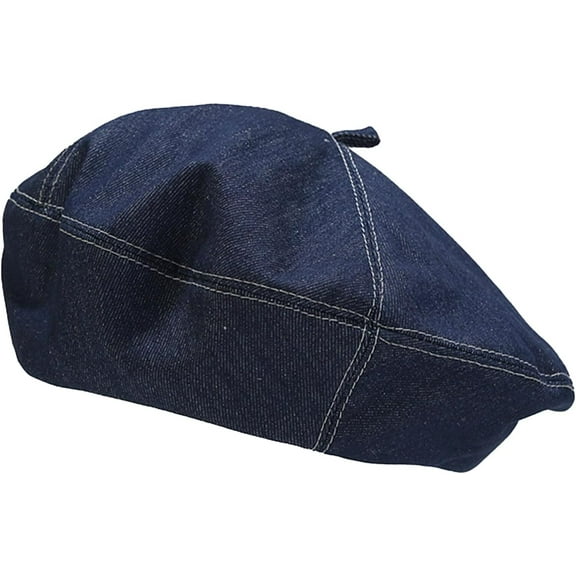 AKcxy 2025 Denim Beret Hat Painter Hat Cotton for Women Y2k Artist Hats with Adjustable Strap