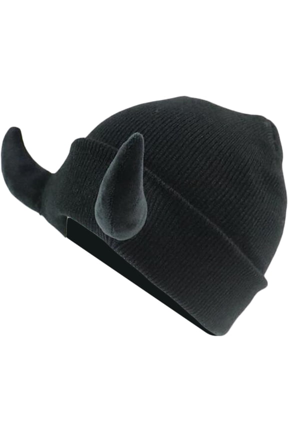 Devil Horn Knitted Beanie Hat for Adult, Novelty Women Men Demon Horns Cap Winter Warm Hip Hop Hat