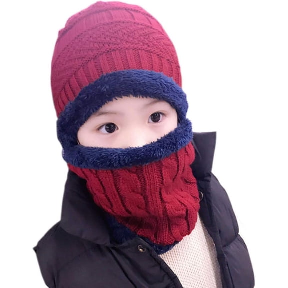 AKcxy Kids Winter Hat and Scarf Set, 2Pcs Warm Knit Beanie Cap and Scarf for 5-14 Years Old