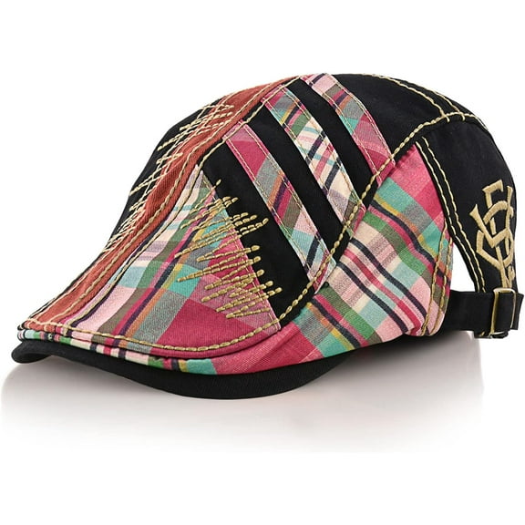 AKcxy Men Beret Hat Cotton Adjustable Newsboy Hats Cabbie Gatsby Cap Driving Flat Caps